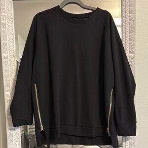 Black Sweater with Gold Zipper Accents